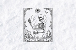 The Witch SVG - Gothic Tarot Skeleton Cauldron Cut File Product Image 1