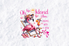 Oh Sip Island Vibes Flamingo SVG Summer Drinks With A View Product Image 2