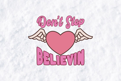 Don't Stop Believin SVG - Retro Winged Heart Valentine PNG Product Image 3