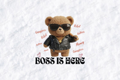 Boss Is Here Teddy Bear SVG - Cool Leather Jacket Bear Art Product Image 2
