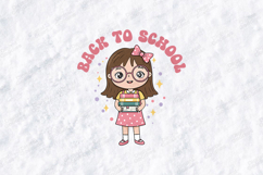 Back To School SVG - Kawaii Student Girl Holding Books Product Image 1