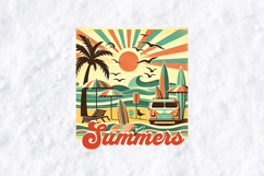 Retro Summer Beach SVG - Vintage Surf Van &amp; Palm Tree Art Product Image 2