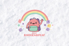 Hello Kindergarten SVG - Kawaii Backpack Rainbow Cut File Product Image 2