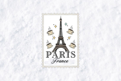 Paris France SVG - Cute Eiffel Tower Postage Stamp Design Product Image 1