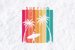 Surfing SVG - Retro Sunset Surfer Silhouette Summer Cut File Product Image 2