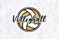 Volleyball SVG Cut File | Retro Gold Script Volleyball PNG Product Image 1