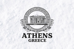 Athens Greece SVG - Vintage Parthenon Temple &amp; Laurel Art Product Image 1