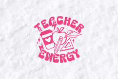 Teacher Energy SVG - Retro Pink Circular School Doodle File Product Image 2