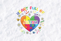 Heart Full Of Autism SVG - Retro Puzzle Heart Awareness File Product Image 2
