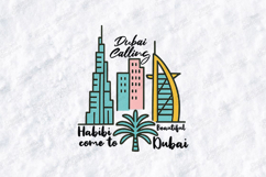 Dubai Calling SVG - Beautiful Dubai Skyline Habibi Cut File Product Image 1