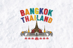 Bangkok Thailand Travel SVG - Vintage Temple &amp; Elephant Art Product Image 3