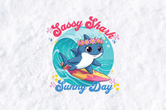 Sassy Shark Sunny Day Surfing Kawaii Beach Summer PNG Product Image 2