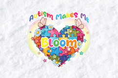 Autism Makes Me Bloom SVG - Retro Puzzle Heart Floral File Product Image 2