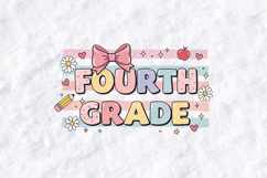 Fourth Grade SVG - Pastel Coquette School Aesthetic Cut File Product Image 1