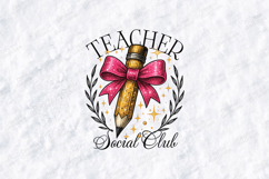 Teacher Social Club SVG - Sparkly Pencil Bow School Cut File Product Image 2