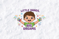 Little Hands Big Dreams SVG - Kawaii Finger Paint Boy File Product Image 1