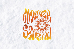 Summer Season SVG - Groovy Retro Sun Face T-Shirt Design Product Image 1