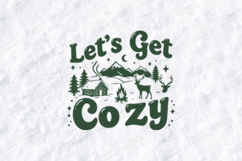 Retro Let's Get Cozy Christmas Cabin Mountain Scene SVG Product Image 2