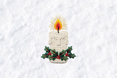 Knit Candle Holly Embroidery SVG | Cozy Christmas Light Product Image 1