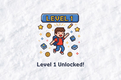 Level 1 Unlocked SVG - Pixel Art First Grade Gamer Cut File Product Image 2