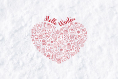 Hello Winter Heart Christmas SVG - Festive Holiday Doodles Product Image 1