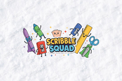 Scribble Squad SVG - Cute Back to School Supplies Cut File Product Image 1