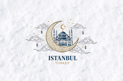 Istanbul Turkey SVG - Blue Mosque &amp; Golden Crescent Moon Art Product Image 2