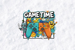 Game Time SVG - Colorful Controller Doodle Gamer Cut File Product Image 1