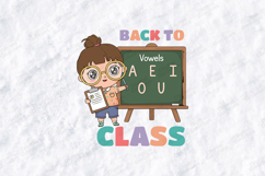 Back To Class SVG - Kawaii Student Girl Vowels Chalkboard Product Image 2