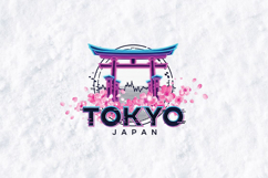 Tokyo Japan SVG - Retro Synthwave Torii Gate &amp; Sakura Art Product Image 1
