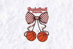 Basketball Mama SVG - Coquette Bow &amp; Checkerboard Design Product Image 1