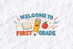 Welcome To First Grade SVG Kawaii Pencil and Apple Cut File Product Image 2