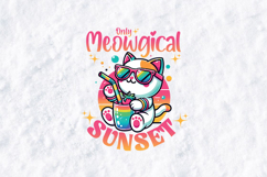 Only Meowgical Sunset Kawaii Cat Summer Rainbow SVG Design Product Image 2