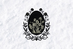 Floral Easter Egg Silhouette SVG - Intricate Spring PNG Product Image 1