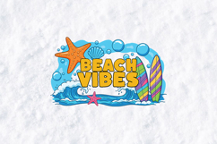Beach Vibes SVG Surfboard &amp; Starfish Summer Vacation Graphic Product Image 1