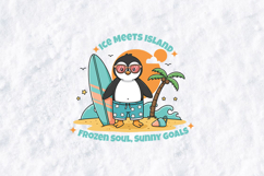Surfing Penguin SVG - Ice Meets Island Summer Beach Art Product Image 2