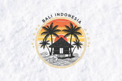 Bali Indonesia SVG - Tropical Beach Hut &amp; Palm Tree Sunset Product Image 3