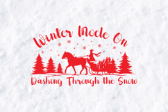 Winter Mode On Dashing Through The Snow Christmas Horse SVG Product Image 1
