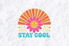 Stay Cool SVG - Retro Smiley Daisy Sunburst Summer Cut File Product Image 1