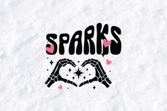 SPARKS SVG - Trendy Skeleton Hand Heart Cut File Product Image 1