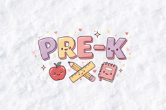 Pre-K SVG - Kawaii School Supplies Teacher Cut File Product Image 2