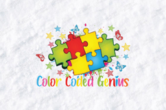 Color Coded Genius SVG - Autism Awareness Puzzle Cut File Product Image 1