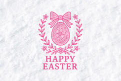 Happy Easter Egg Wreath SVG - Pink Floral Coquette Design Product Image 1