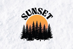 Retro Sunset Pine Forest SVG - Nature Adventure Cut File Product Image 2
