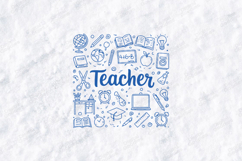 Teacher SVG - School Supplies Line Art Icon Pattern Product Image 1