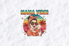 Mama Vibes SVG - Retro Tropical Motherhood Sunset Art Product Image 2