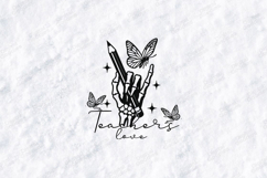 Teachers Love SVG - Trendy Skeleton Hand Pencil Cut File Product Image 2
