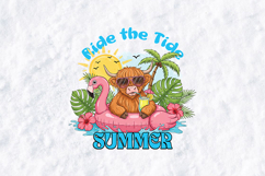 Highland Cow Summer SVG - Ride the Tide Flamingo Float Exact Product Image 2
