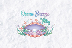 Ocean Breeze Sublimation PNG - Sea Turtle &amp; Pearl Shell Product Image 3