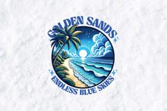 Golden Sands SVG - Tropical Beach Sunset &amp; Palm Tree Art Product Image 2